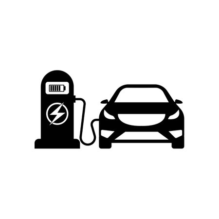 electrical charging station icon logoのイラスト素材