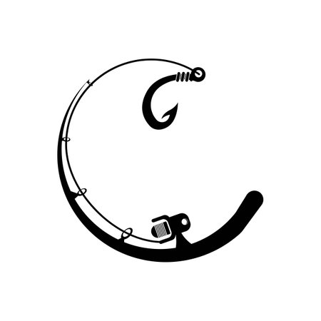 Fishing hook logo vector icon illustration designのイラスト素材
