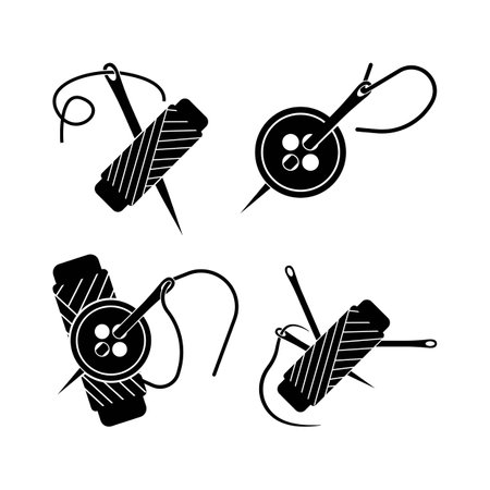Sewing needle logo icon,illustration design templateのイラスト素材