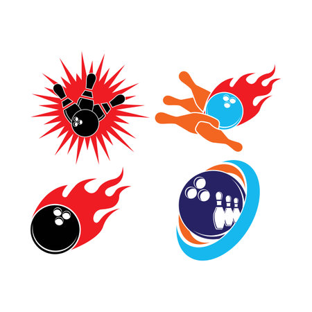 Bowling icon logo,illustration template designのイラスト素材