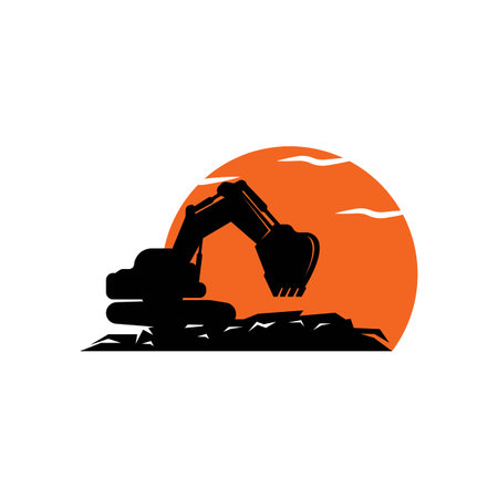Excavator icon logo vector illustration template design.のイラスト素材