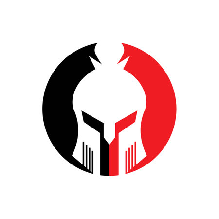 Knight helmet vector illustration for an icon, symbol or logo. knight flat logo gladiatorのイラスト素材