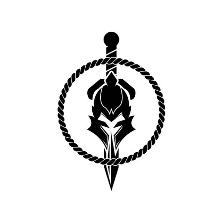 Knight helmet vector illustration for an icon, symbol or logo. knight flat logo gladiatorのイラスト素材