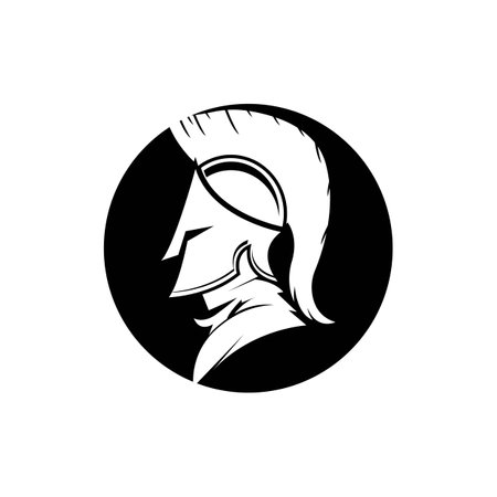 Knight helmet vector illustration for an icon, symbol or logo. knight flat logo gladiatorのイラスト素材