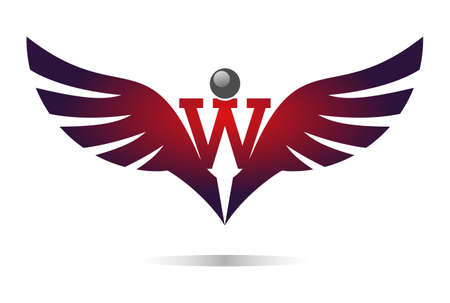letter W wings icon vectorのイラスト素材