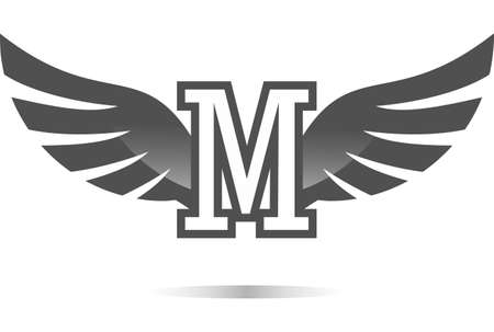 letter M wings logo iconのイラスト素材