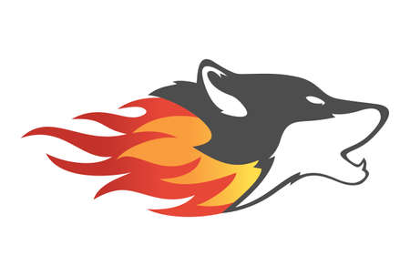 Fire wolf concept abstract graphic vector design logo iconのイラスト素材