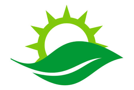 abstract leaf and sunrise logoのイラスト素材