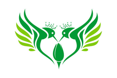 hummingbirds king abstract love icon logo vector concept flat designのイラスト素材