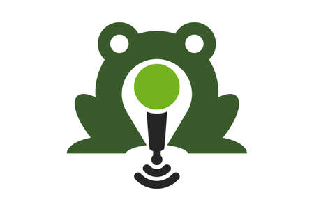 frog microphone sing karaoke logo icon vector concept flat design