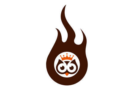 king owl fire logo icon vector concept flat designのイラスト素材