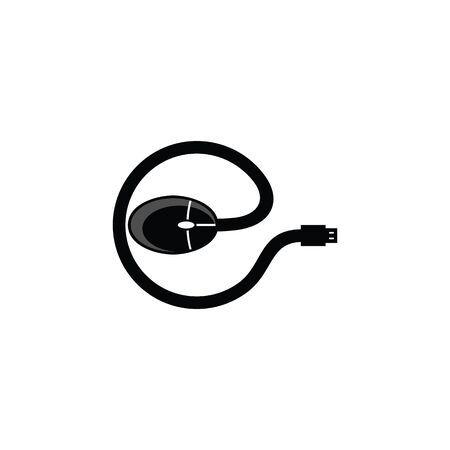 Vector Mouse letter form E logo design for computerのイラスト素材