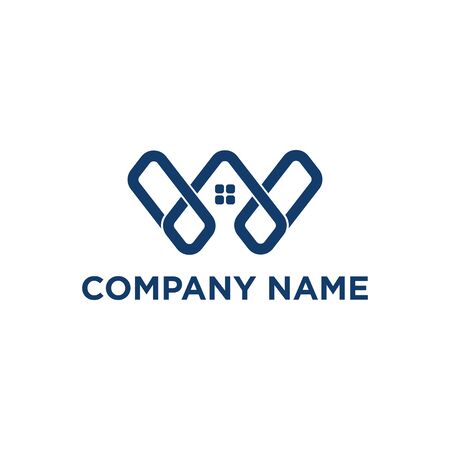 Initial W logo design template for real estateのイラスト素材