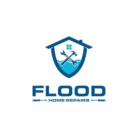 Flood logo design template for home repairsのイラスト素材