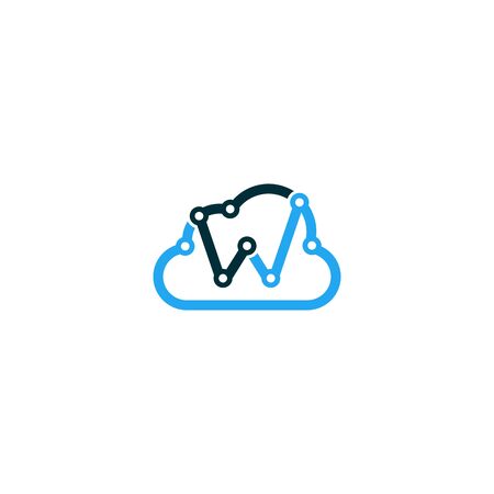Combination of Cloud and Initials letters W  design vectorsのイラスト素材