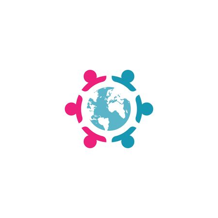 Combination of community icon and globe design vectors unique, modernのイラスト素材