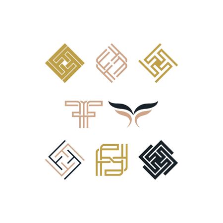 Initial letter F design templates vectors setのイラスト素材