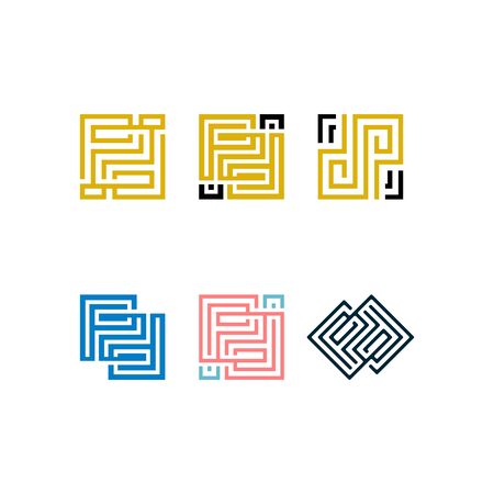 Initials letters PD design templates vectors setのイラスト素材