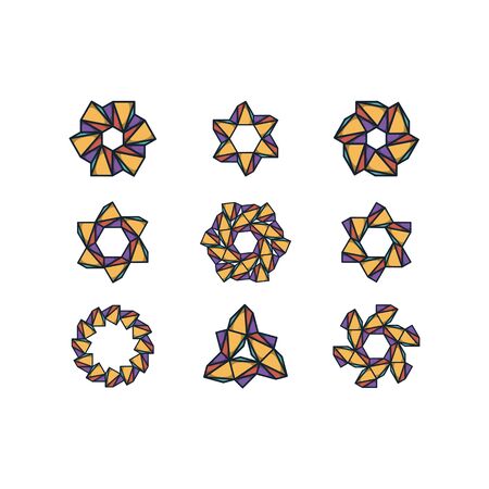 Hexagon and triangle combination  design templates vectors setのイラスト素材