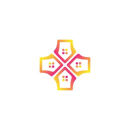 Home plus logo design vectorのイラスト素材