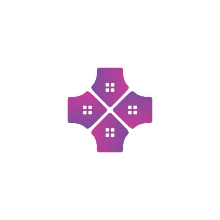 Home plus logo design vectorのイラスト素材