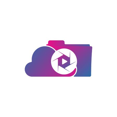 Media cloud lens logo design vectorのイラスト素材