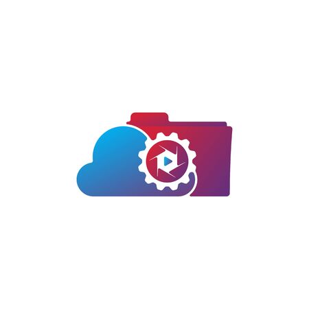 Media cloud lens gear logo design vectorのイラスト素材