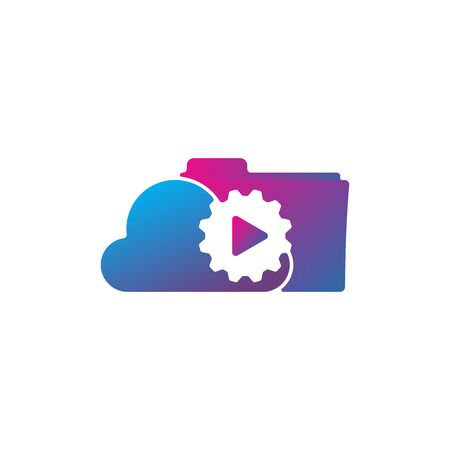 Media cloud gear logo design vectorのイラスト素材