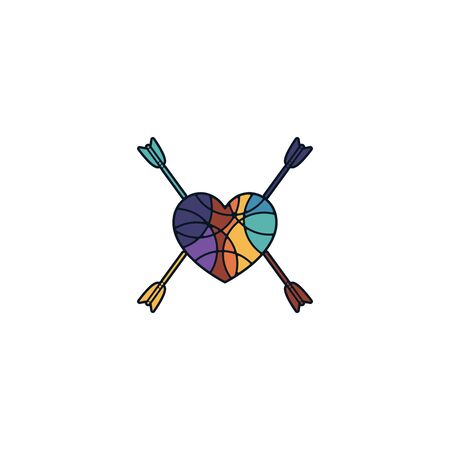 Combination of arrow and love logo desogn vector collorfulのイラスト素材