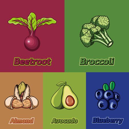 Fruits and Vegetables Vectors design concept illustrationのイラスト素材