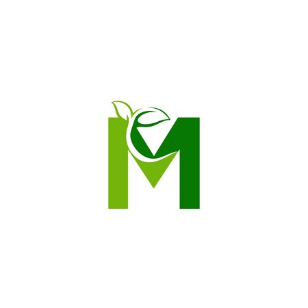 Combination of green leaf and initial letters M logo design vectorsのイラスト素材