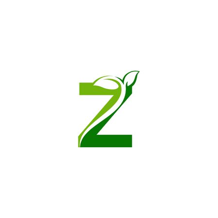 Combination of green leaf and initial letters Z logo design vectorsのイラスト素材