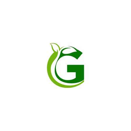 Combination of green leaf and initial letters G logo design vectorsのイラスト素材