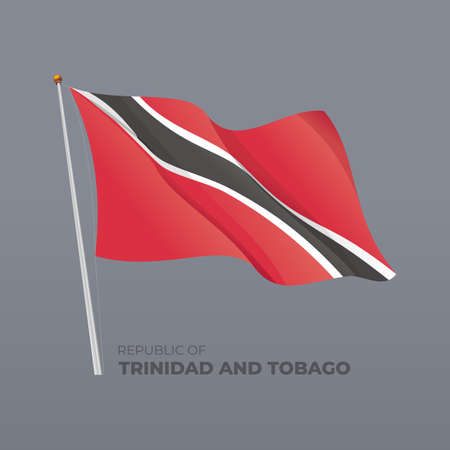 3D vector Trinidad and Tobaco national waving flagのイラスト素材