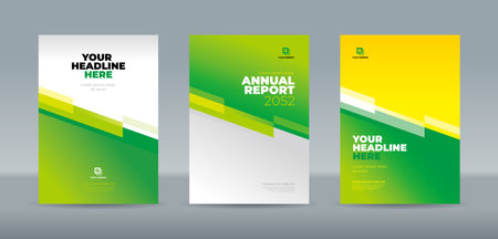 Modern abstract random transparent bar green yellow white background A4 size book cover template for annual report, magazine, booklet, proposal, portfolio, brochure, posterのイラスト素材
