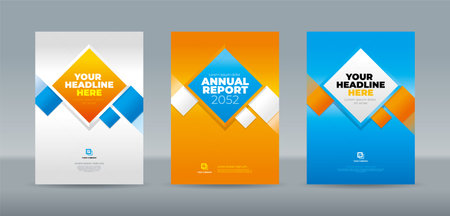 White orange and cyan abstract rectangle on gradation background. A4 size book cover template for annual report, magazine, booklet, proposal, portfolio, brochure, posterのイラスト素材
