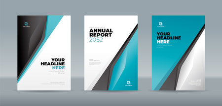 teal white and black abstract shape on white teal gradation background. A4 size book cover template for annual report, magazine, booklet, proposal, portfolio, brochure, posterのイラスト素材
