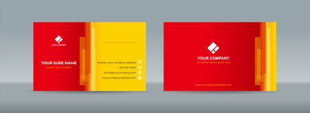 Set of double sided business card templates with random vertical stacked transparent orange bars on white yellow backgroundのイラスト素材