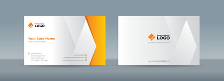 Set of double sided business card templates with simple white folded ribbons on white backgroundのイラスト素材
