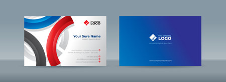 Set of double sided business card templates with Glass curves in black, blue and red colors on a white backgroundのイラスト素材