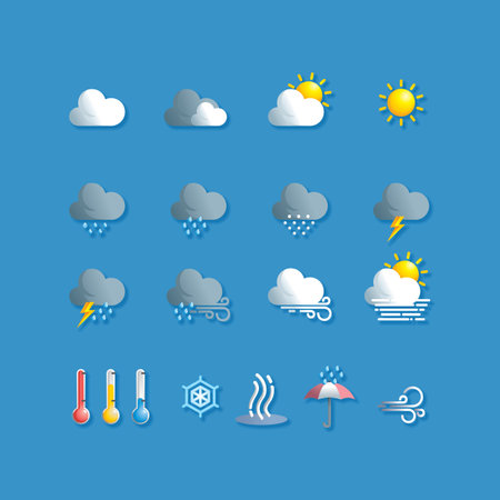Simple icon collection pack with gradient color style of various daytime weather conditionsのイラスト素材