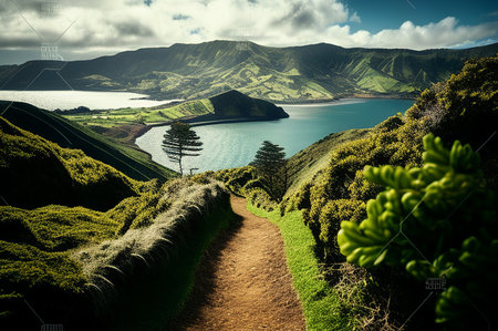 Beautiful landscape of the Azores islands, Portugal, Europe.の素材
