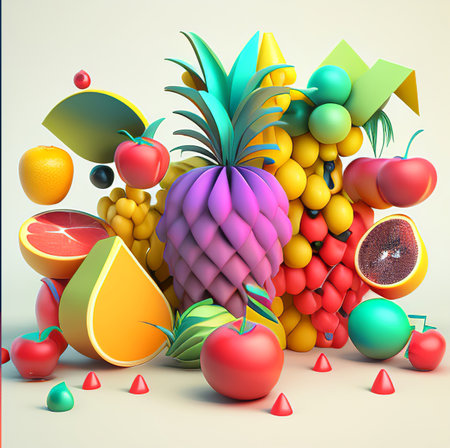 Fruit background. 3D illustration. 3D CG. High resolution.の素材