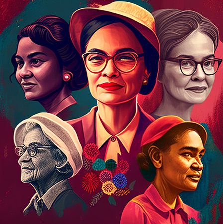 Group of people in the style of the 20th century. Portrait of a group of people.の素材