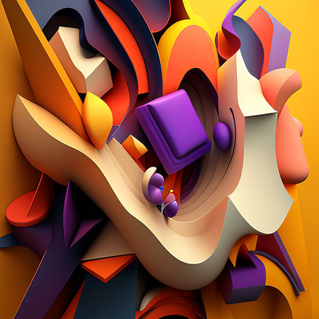 3d illustration of abstract background with multicolored paper cut shapesの素材
