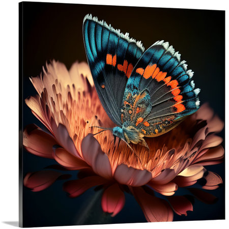 a beautiful butterfly perched on a beautiful flowerの素材