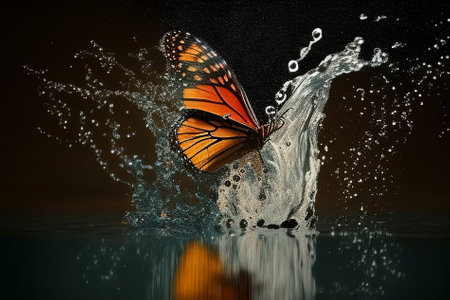 a beautiful butterfly perched on a beautiful flowerの素材