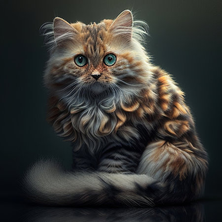 Portrait of a cute Maine Coon kitten. Studio shot.の素材