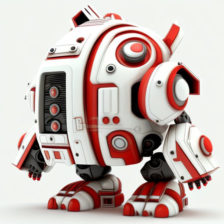 Robot on white background. Isolated 3D Illustration.の素材
