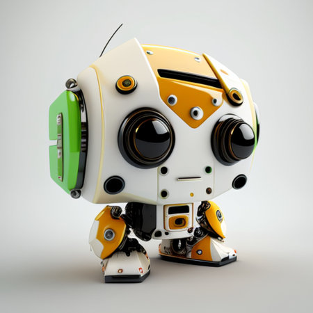 3d rendering robot toy on gray background with shadow and clipping pathの素材